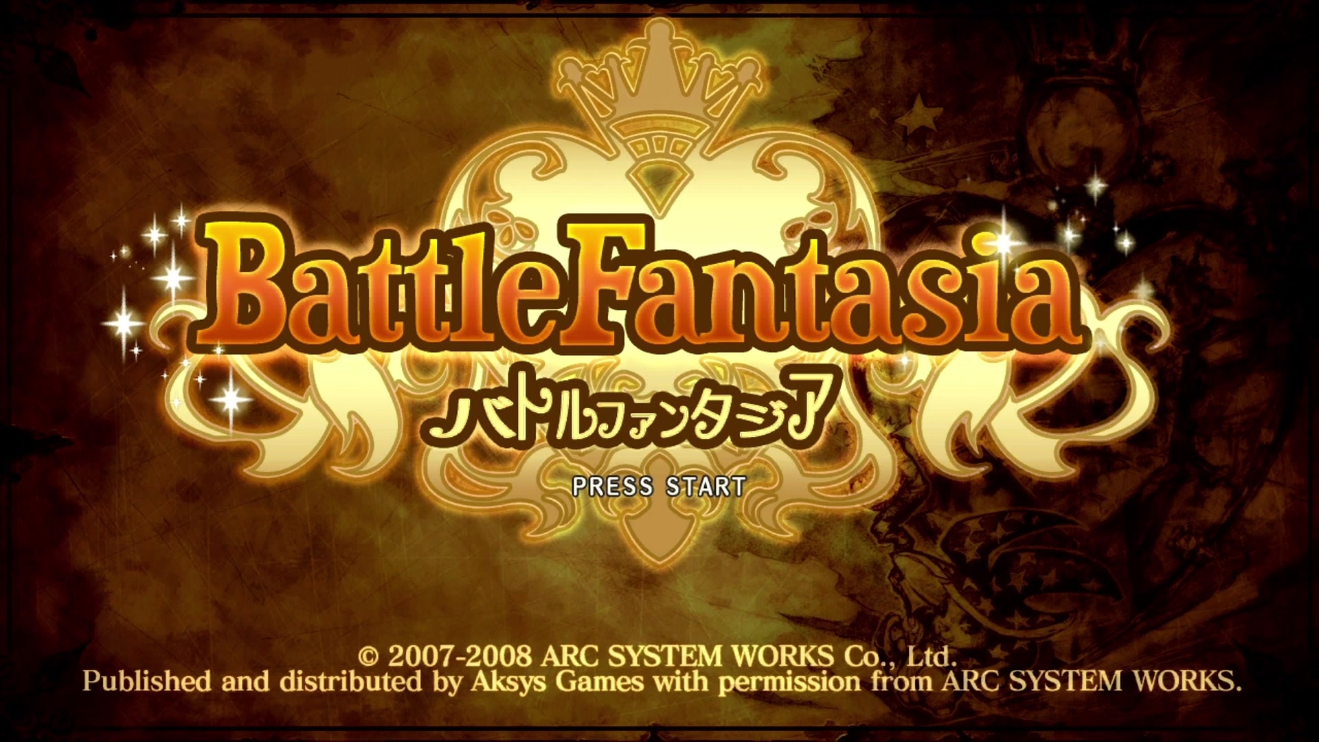 Battle Fantasia title screen for Xbox 360